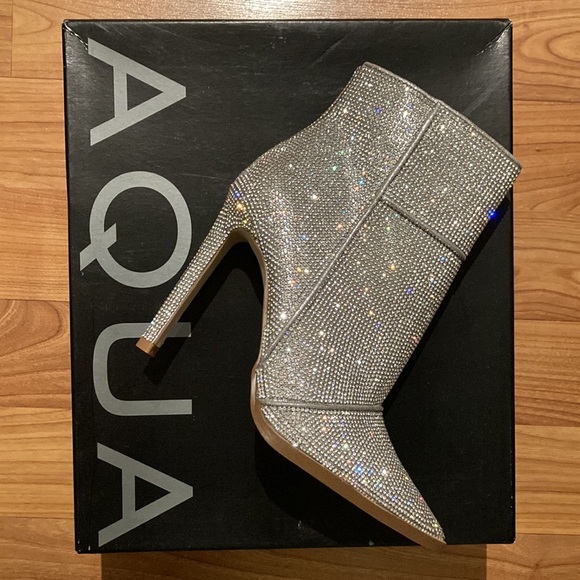 Aqua Rhinestone High-heel Booties - Picture 2 of 4